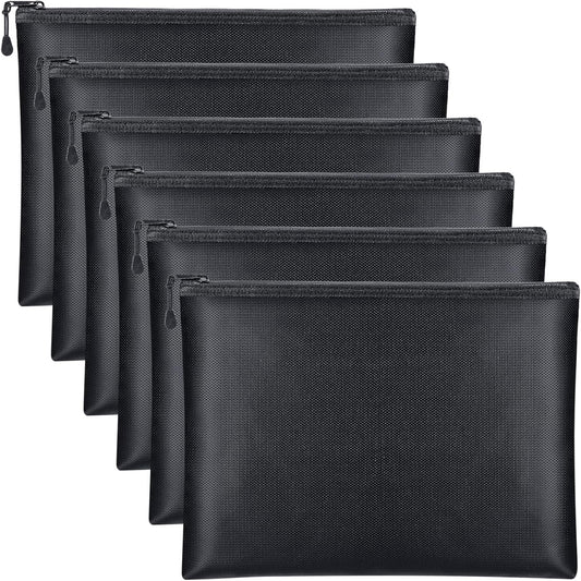 Epakh 6 Pack Fireproof Document Bags 13.4 x 9.4 Inch Waterproof and Fireproof Money Bag Document Holder with Zipper Fireproof Safe Storage Bag for A4 Documents, Money, Passport and Tablet