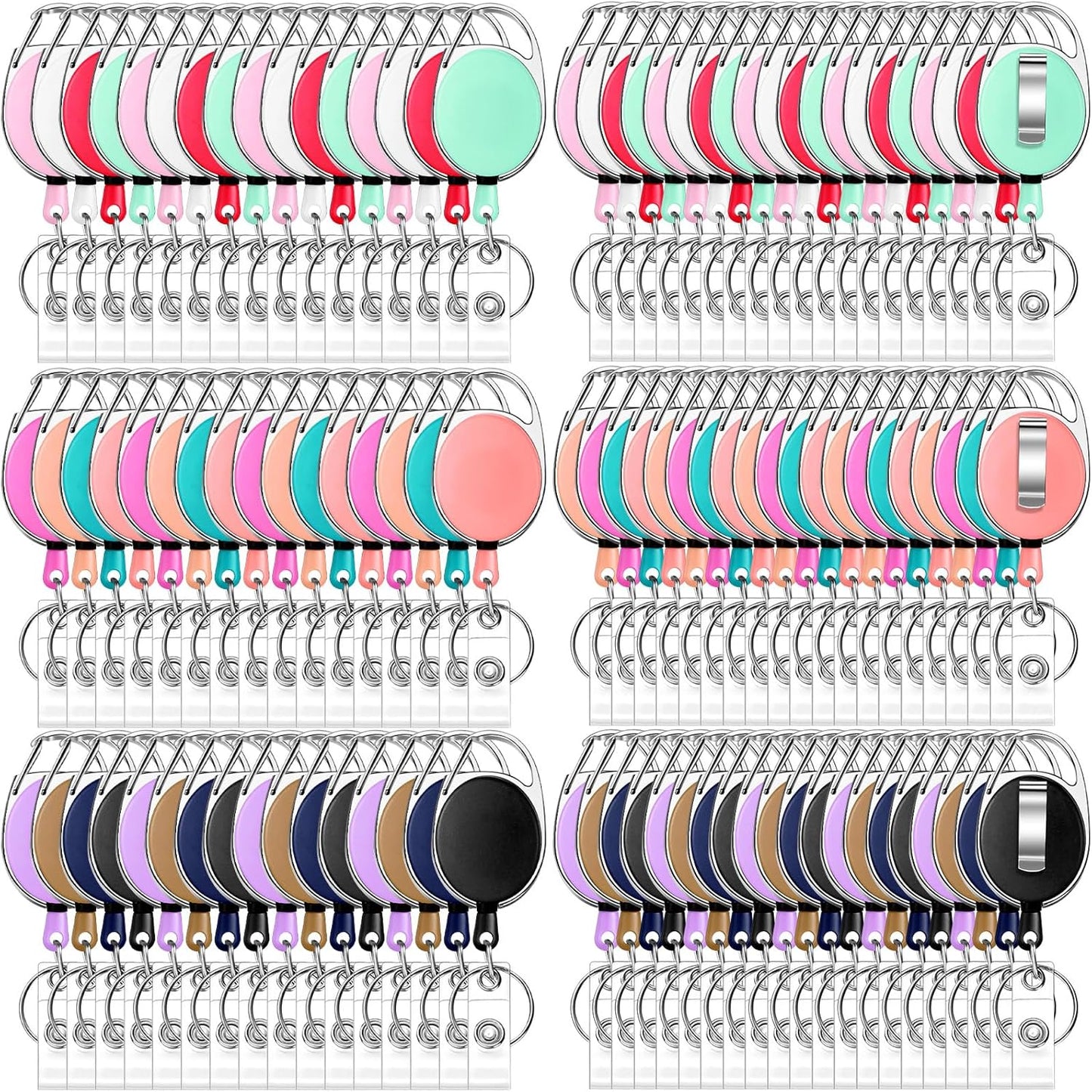 Honoson 30 Pcs Heavy Duty Retractable Badge Reels Batch ID Badge Holder Retractable Clip Bulk Key Holder with Ring for Office Worker Employee, Doctor Nurse Gifts (Vibrant Color)