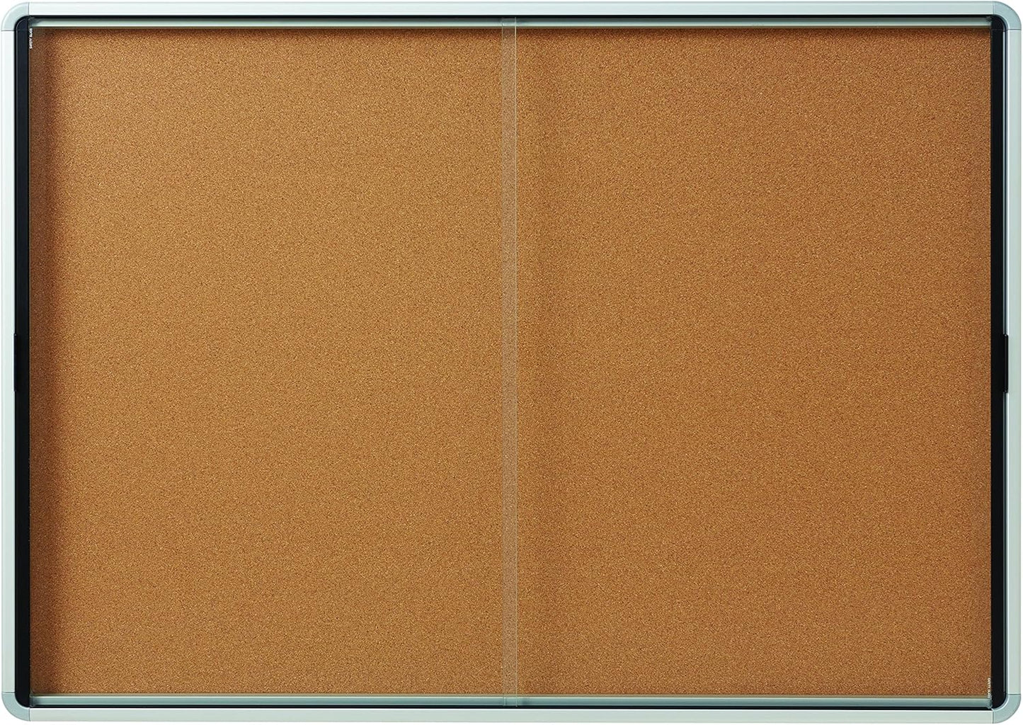 Quartet Enclosed Cork Bulletin Board, 56" x 39" or 18 Sheets, 2 Sliding Doors, Aluminum Frame (EISC3956)