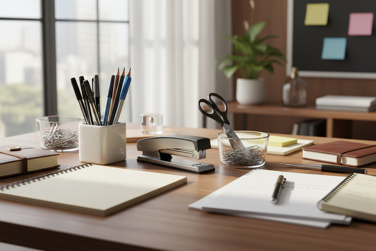 real photo of office supplies